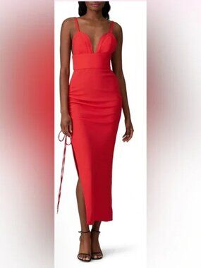 Prabal Gurung Drawstring Ruched Bodycon Cocktail Party Dress Red $895 Sz 6